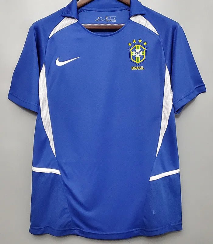 Camiseta retro Brasil 2002 segunda equipación pentacampeón Mundial Corea Japón – Cortita y al Pie