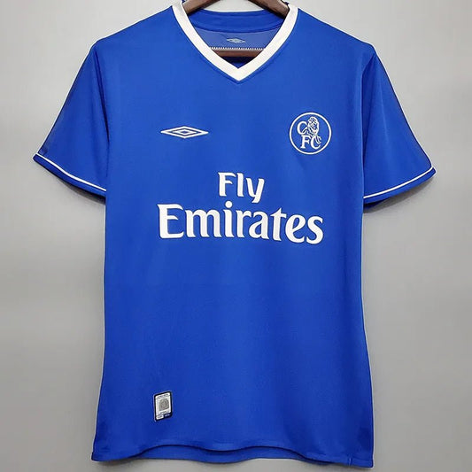 Camiseta retro Chelsea 2003/04 primera equipación azul Stamford Bridge Lampard Drogba – Cortita y al Pie