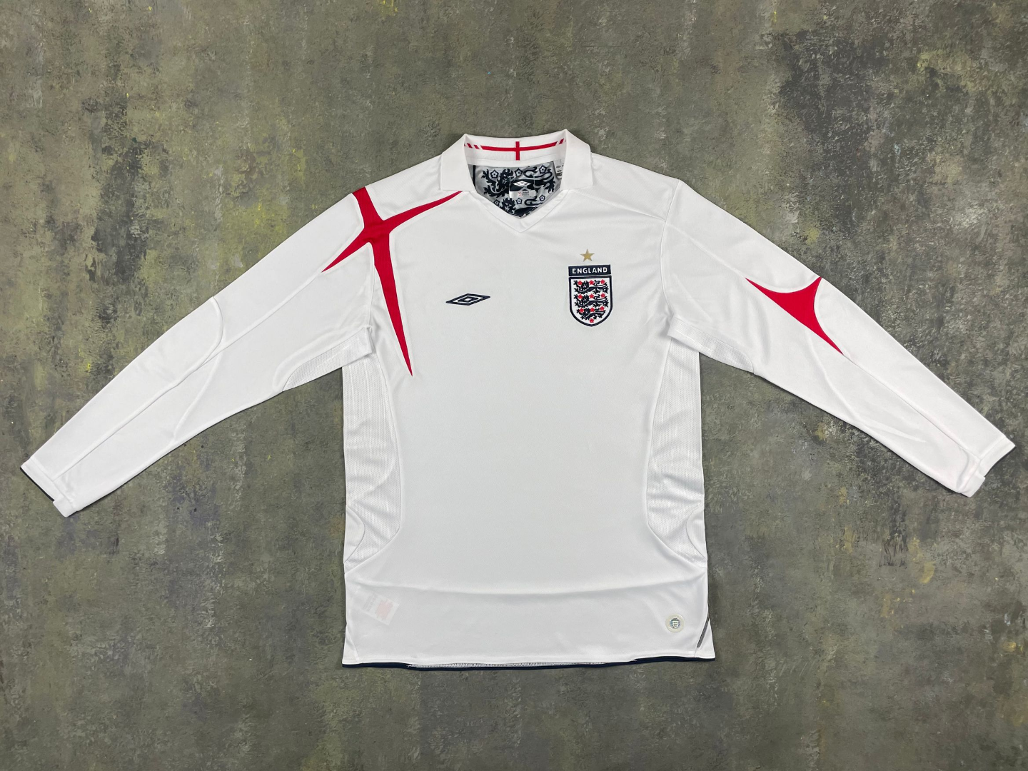 Camiseta retro Inglaterra 2006 primera equipación manga larga blanca Owen Lampard – Cortita y al Pie