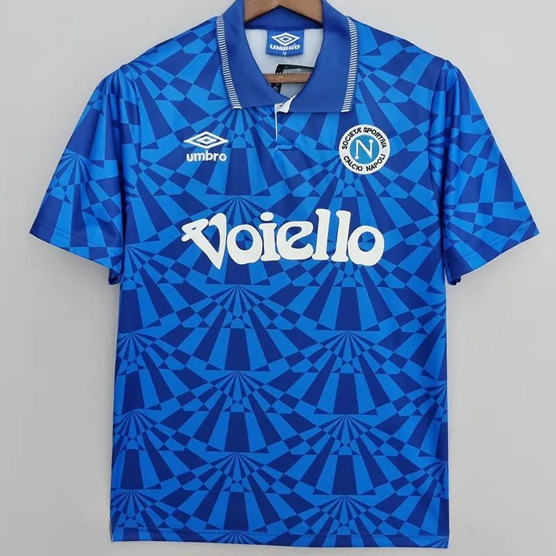 Camiseta retro Napoli 1991/92 primera equipación celeste post-Maradona Serie A – Cortita y al Pie