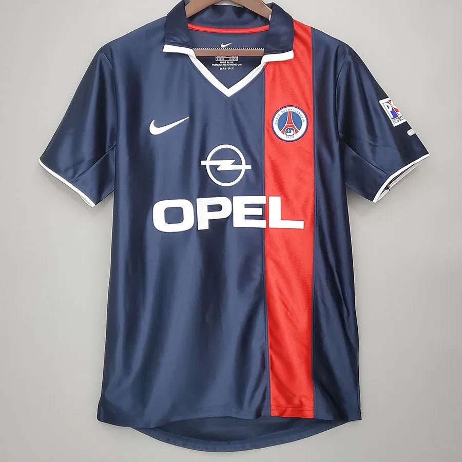 Camiseta retro PSG 2001/02 primera equipación azul roja Ronaldinho debut Parc – Cortita y al Pie